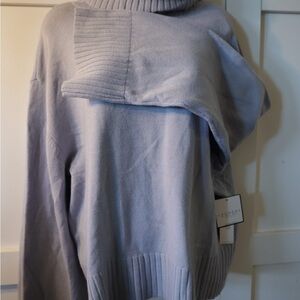 Dusty blue Turtleneck Sweater bell sleeves tags on Laundry Large